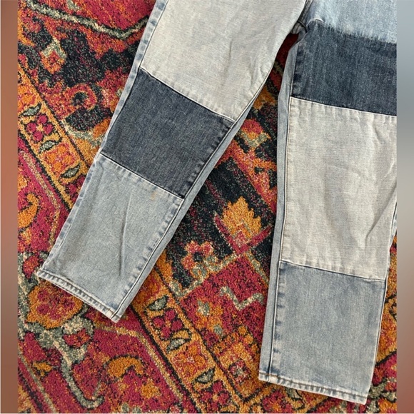 PacSun | Women’s Blue Patchwork Denim Straight Leg Mom Jeans Size 30 - Picture 4 of 14